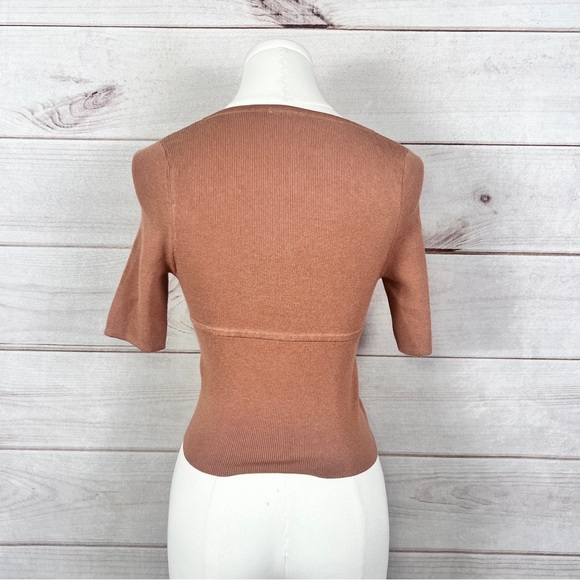 Intimately Free People Teagan Swit Short Sleeve Sweater Top V-Neck Sz XS - Picture 4 of 8